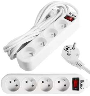 Predlžovací kábel sieťový - 5 m - 4 × 230V WH